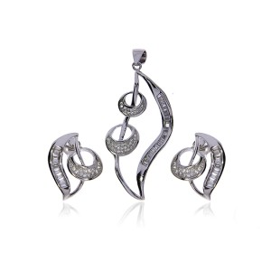 Biżuteria damska srebro pr.0,925 komplet z cyrkoniami kolczyki wisior